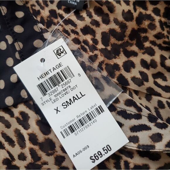 INC Leopard Dot Button-Up Shirt Size XS - Picture 10 of 12